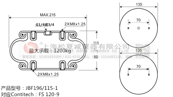 JBF196/115-1橡膠<a href='http://www.treatsconference.com/' target='_blank'><u>空氣彈簧</u></a>