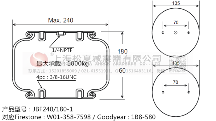 JBF240-180-1橡膠<a href='http://www.treatsconference.com/' target='_blank'><u>空氣彈簧</u></a>