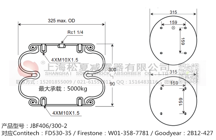 JBF406/300-2橡膠<a href='http://www.treatsconference.com/' target='_blank'><u>空氣彈簧</u></a>