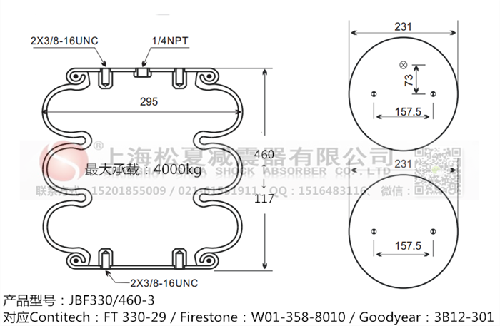 JBF330/460-3橡膠<a href='http://www.treatsconference.com/' target='_blank'><u>空氣彈簧</u></a>